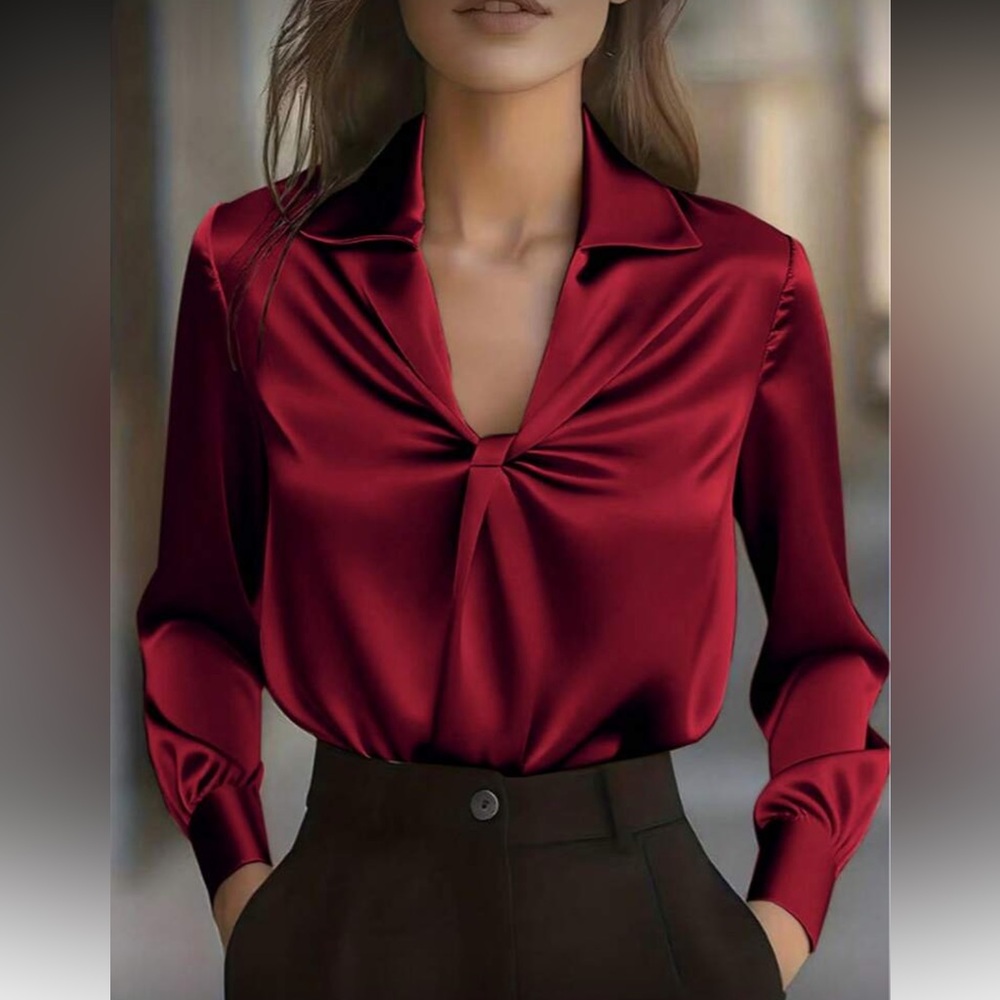 Elegant Burgundy Satin Blouse